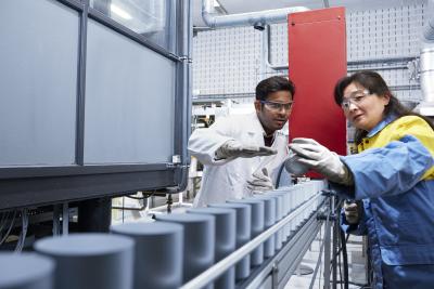 Tata Steel employees studying the can process at the Packaging innovation centre